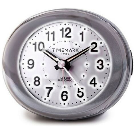Orologio-Sveglia Analogico Timemark Grigio Luce LED Silenzioso Snooze Modalità notte 9 x 9 x 5,5 cm (9 x 9 x 5,5 cm)