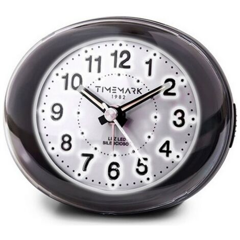 Orologio-Sveglia Analogico Timemark Nero Luce LED Silenzioso Snooze Modalità notte 9 x 9 x 5,5 cm (9 x 9 x 5,5 cm)