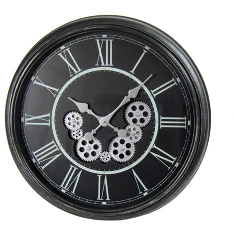 OROLOGIO TONDO DA PARETE CON DESIGN CLASSICO IN COLORE NERO 58.5X58.5X5.5 CM