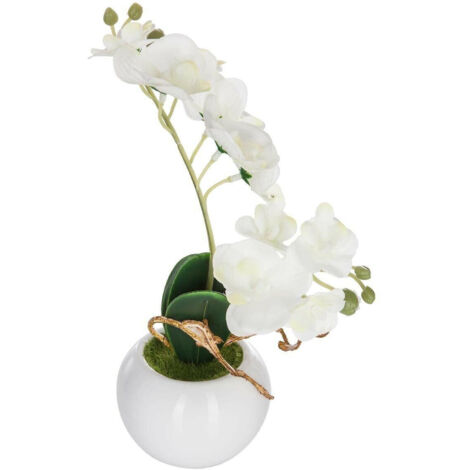 Orquídea artificial con maceta de cerámica.