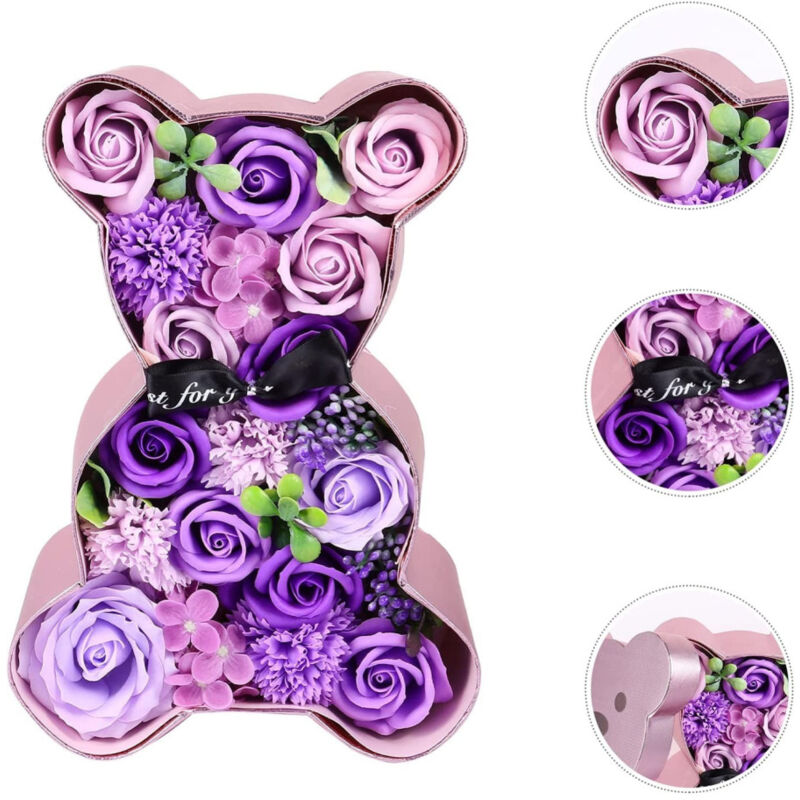 Trade Shop - rose teddybär mit blumen karton dekoration teddy farbe -