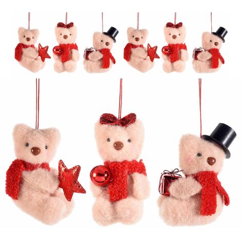 Orsetti Natalizi da Appendere Decorazioni Albero di Natale, Casa e Vetrine 6 Pz