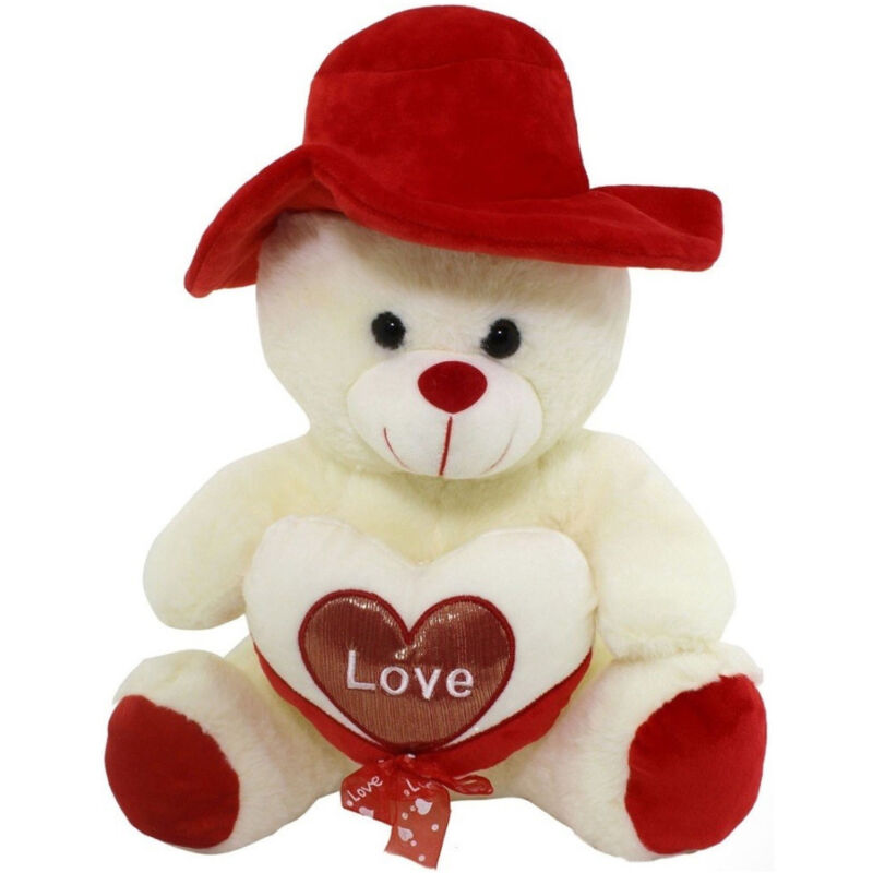 Trade Shop - teddybär mit herz liebe hut valentine geschenk 35 cm 67921 -