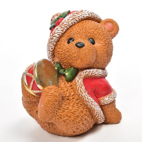 MAGIEDINATALE Orso natalizio in poliresina per decorazione natalizia -Sciarpa