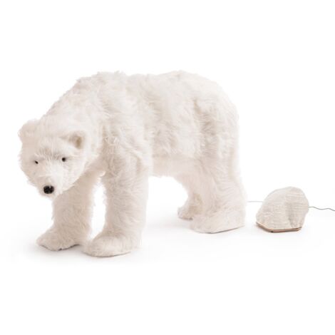 Orso polare decorativo "Barrow" in poliresina con movimento per decorazione natalizia -92 cm