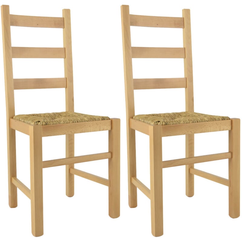 Altobuy - orta - Lot de 2 Chaises Naturelles et Assises en Paille