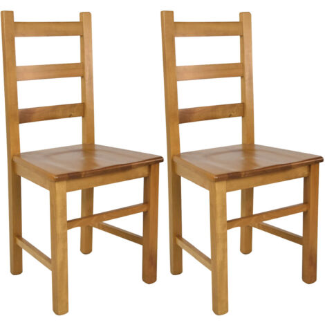 ORTA - Lot de 2 Chaises Teinté Chêne et Assises en Bois