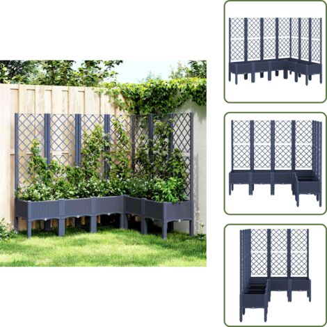 Ortaggi - vidaXL Fioriera Giardino con Graticcio Grigio Blu 160x120x142 cm PP - Fiori