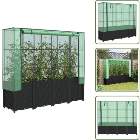 Ortaggi - vidaXL Letto rialzato con copertura per serra effetto rattan 160x40x153 cm - Piante