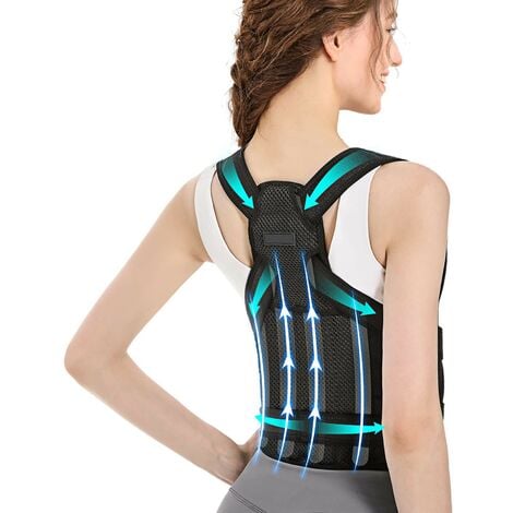 ENSOLEILLE Orthèse dorsale droite de qualité médicale, correcteur de posture réglable pour hommes et femmes, améliore la posture (L)