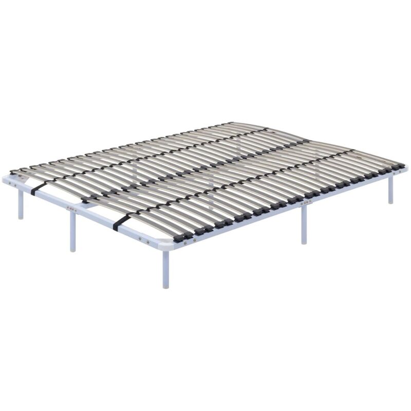 ORTHO Sommier à lattes en acier avec bande stabilisatrice Blanc 140x190 cm avec pieds ORTHO Sommier à lattes en acier avec bande stabilisatrice Blanc 140x190 cm avec pieds