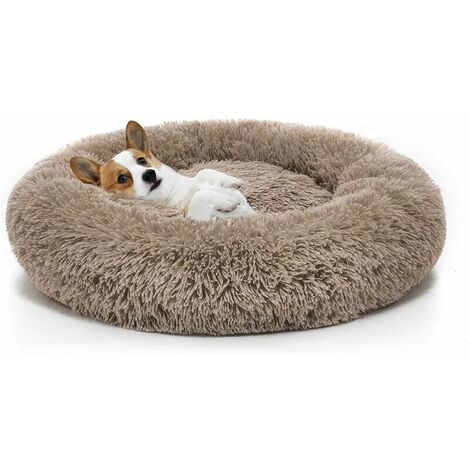Orthopedic Dog Bed Comfortable Donut Cuddler Round Dog Bed Ultra Soft Washable Dog and Cat Cushion Bed (60cm,Brown)