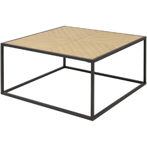 OrtizTable basse en MDF marbre blanc et structure en métal laiton