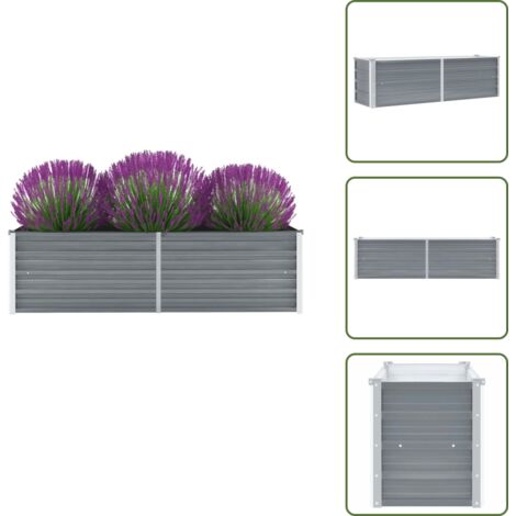 Orto balcone - vidaXL Letto Rialzato Giardino in Acciaio Zincato 160x40x45 cm Grigio - Orto patio