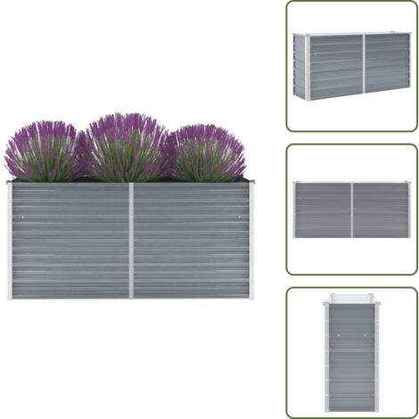 Orto balcone - vidaXL Letto Rialzato Giardino in Acciaio Zincato 160x40x77 cm Grigio - Orto produttivo