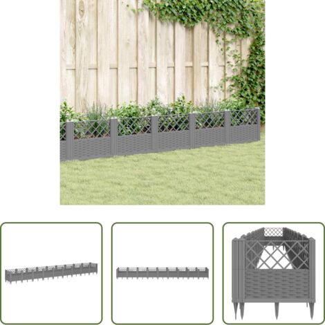 Orto -  Fioriera Giardino Picchetti Grigio Chiaro 363,5x43,5x43,5 cm PP