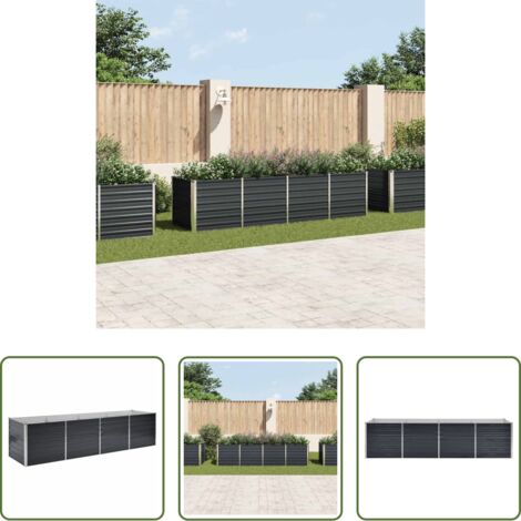 Orto giardino -  Letto Rialzato Giardino Antracite 320x80x77 cm Acciaio Zincato