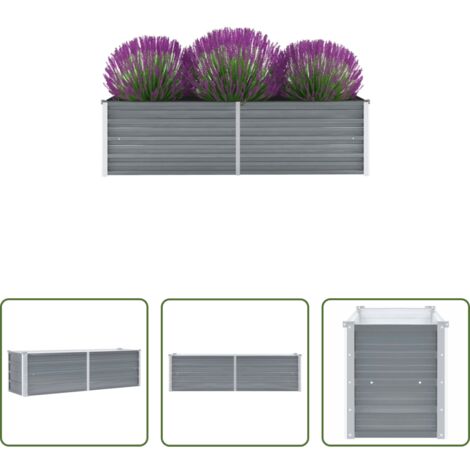 Orto in acciaio -  Letto Rialzato Giardino in Acciaio Zincato 160x40x45 cm Grigio