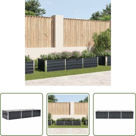 Orto rialzato moderno -  Letto Rialzato Giardino Antracite 240x80x45 cm Acciaio Zincato