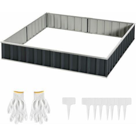 Orto Rialzato Modulabile Senza Fondo 258x90x30 cm in Acciaio Zincato Grigio Scuro
