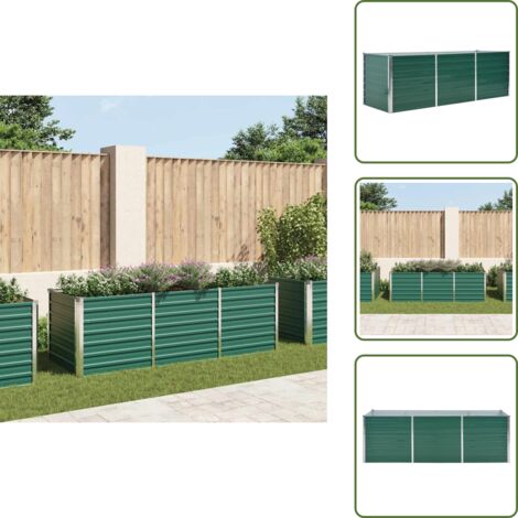 Orto verde - vidaXL Letto Rialzato Giardino in Acciaio Zincato 240x80x77 cm Verde - Coltivazione in terrazza