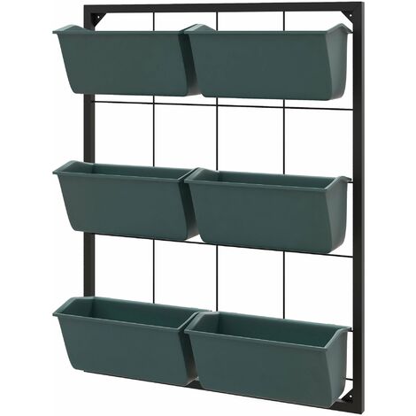 Orto Verticale a 3 Livelli con 6 Vasi 52x14x66 cm in Acciaio e Plastica Verde Scuro