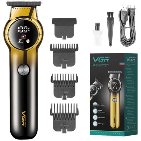 (or)Tondeuse à barbe homme - électrique rechargeable - lames en céramique - USB - batterie 180 min - 7000 tr/min - Or