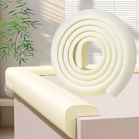 Ortviai Bande de Protection d'Angle en Mousse L - 4 Mètres - Pare-Chocs de Sécurité Bébé Autocollant - Protection de Rebords pour Table et Meubles - Blanc Cassé Convient aux bébés à mâcher