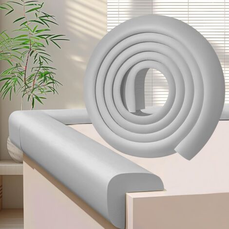 Ortviai Bande de Protection d'Angle en Mousse L - 4 Mètres - Pare-Chocs de Sécurité Bébé Autocollant - Protection de Rebords pour Table et Meubles - Gris