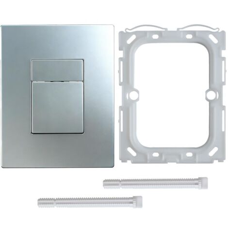 Ortviai  Ensemble de quatre panneaux de commande, compatible avec la gamme GROHE Even - argent mat - double chasse, adapté au réservoir GD2 - 156 x 197 mm - accessoires de montage inclus
