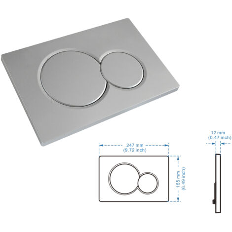 Ortviai Ensemble panneaux de commande de chasse d'eau, compatibles avec Geberit Sigma 20 - Argent - Double chasse, adaptés aux réservoirs encastrés - 247 x 165 mm - Design élégant