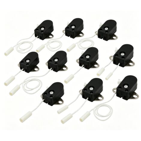 Ortviai Interrupteur à Tirette Noir 10 Pièces, Lampe de Chevet Mobilier Éclairage, Facilité Utilisation Confort Quotidien, Interrupteur Chaîne