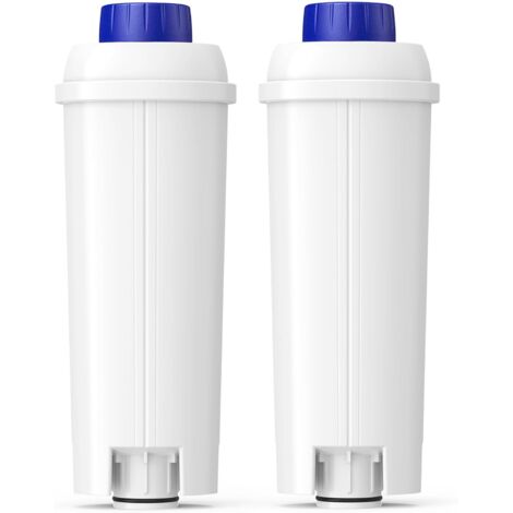 Ortviai Lot de 2 Filtres à Eau pour DeLonghi DLSC002 - Cartouche Filtrante de Rechange pour Machine à Café Magnifica Evo, Dinamica, Eletta, ECAM, ETAM - Adoucisseur avec Charbon Actif (Bleu)