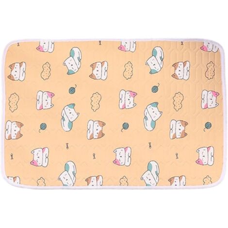 Ortviai Lot de 2 Tapis Rafraîchissant pour Chat et Chien - 70x50cm - Matelas en Latex Naturel Respirant - Auto-Refroidissant - Motif Chat Orange - Lavable pour Panier, Canapé et Sol