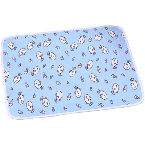 Ortviai Lot de 2 Tapis Rafraîchissants pour Chien et Chat - 70x50cm - Auto-Refroidissant en Soie Glacée - Lavable - Coussin de Refroidissement pour Panier, Cage et Siège Auto - Bleu