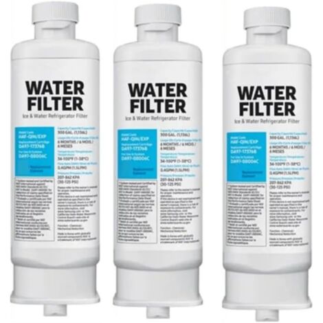 Ortviai Lot de 3 Filtres à Eau pour Frigo Américain Samsung - Compatible avec HAF-QIN, DA97-17376B, DA97-08006C - Cartouche Filtrante de Rechange à 3 Couches de Filtration - Eau Pure et Cristalline