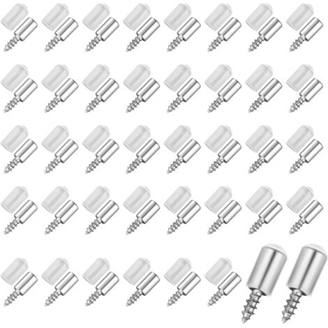 Ortviai Lot de 40 Vis Autotaraudeuses pour Support d'Étagère avec Manchons Blancs Antidérapants - Taquets de Fixation pour Armoire et Placard - Robuste