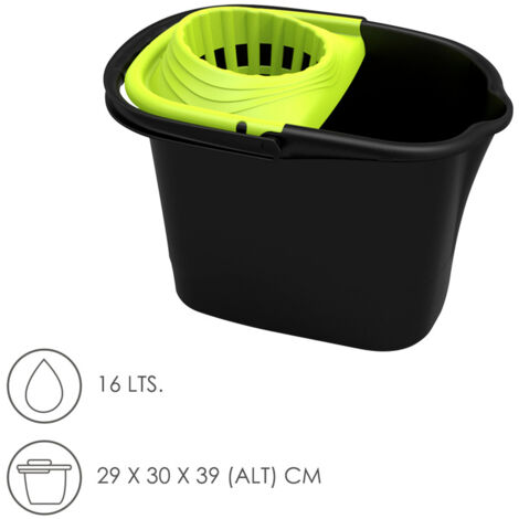 ORYX Balde de esfregona com escorredor retangular 16 litros Cubo Fregona con Escurridor Rectangular, Plastic, Multicolor, Unico