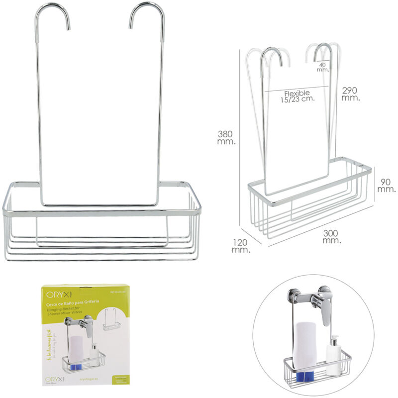 Cestillo De Baño de Acero Cromado Para Colgar En Griferia Color Inox 30x12x38 (Alt) cm.