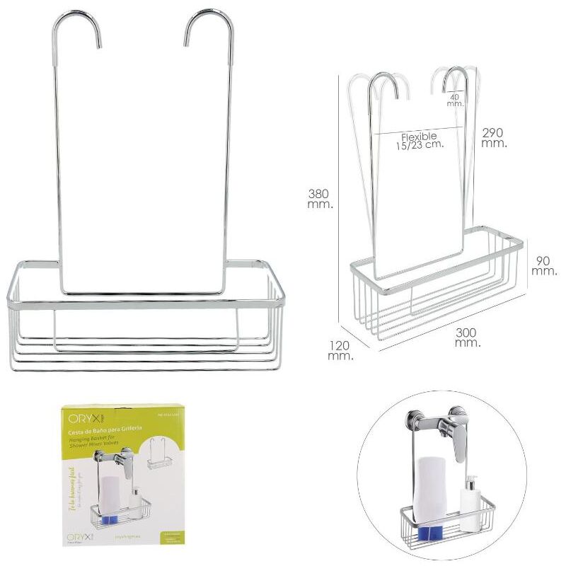 

Cestillo de baño para colgar de acero cromado en griferia, gifros, duchas, bañeras, color inox 30x12x38 (alt) cm. s
