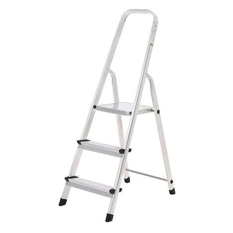 Oryx escalera aluminio 3 peldaños plegable, uso doméstico, antideslizante, ligera y resistente