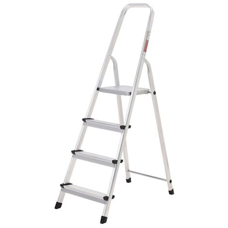 Oryx Escalera Aluminio 4 Peldaños Plegable, Uso doméstico, Antideslizante, Ligera y Resistente