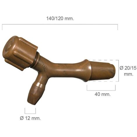 ORYX 1 para 100 litros , Grifo barril / bidones- Realizado plástico.- Para 100 litros.- Medidas: 120 mm de longitud y 18 mm de diámetro exterior,- Rosca cónica de 40 mm, p