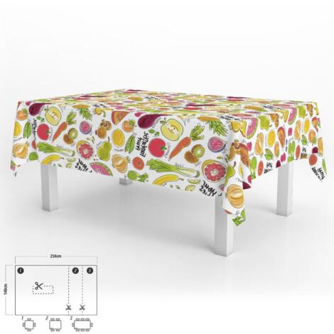 ORYX Mantel Hule Rectangular Frutas Fantasia Impermeable Antimanchas PVC 140x250 cm. Recortable Uso Interior y Exterior