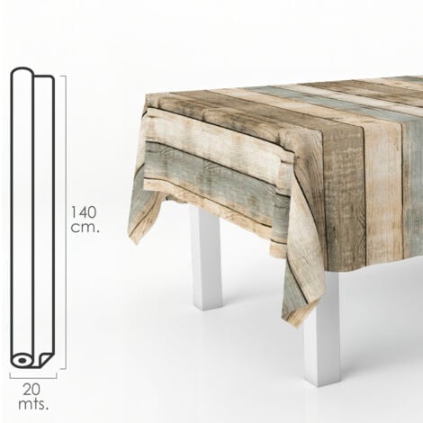 ORYX Tovaglia rettangolare in legno a olio. Impermeabile in PVC antimacchia 140 cm. x 20 metri. Rotolo tagliato su misura. Per interni ed esterni