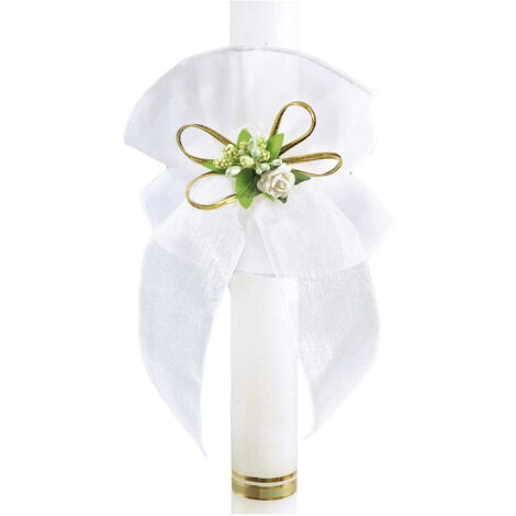 OS-21 Kerzenschmuck zur Taufe und Kommunion mit einer Rose