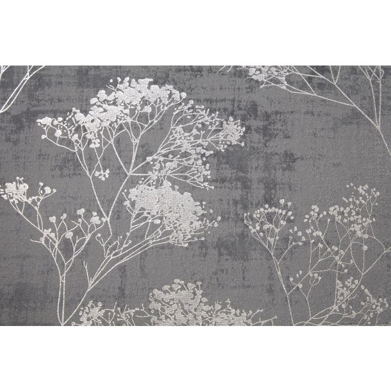 Gordon John Ltd. - Osaka Japanese Eyelet Curtains 90 x 72' Silver Ready Made Lined Metallic Velvet Trees