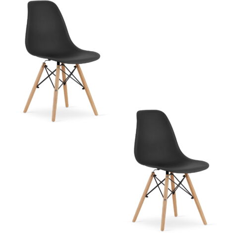 AUTRES OSAKA Stuhl schwarz / natürliche Beine x 2