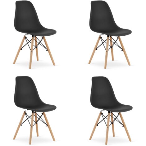 AUTRES OSAKA Stuhl schwarz / natürliche Beine x 4