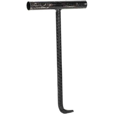 OSALADI Crochet de Levage en Acier Forme de T Robuste pour Ouverture de Couvercle D'égout Noir, Outil Pratique pour Porte Roulante et Manipulation Sécurisée